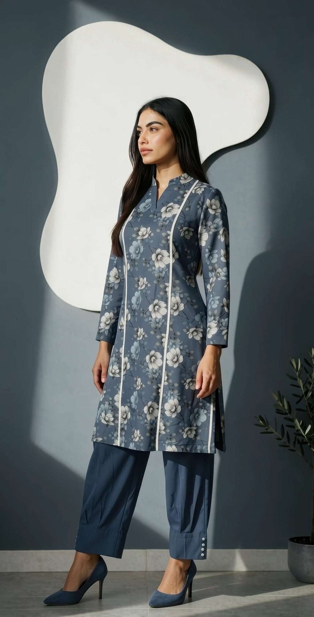 Sufaid Digital Lawn - Stitched 2 pc