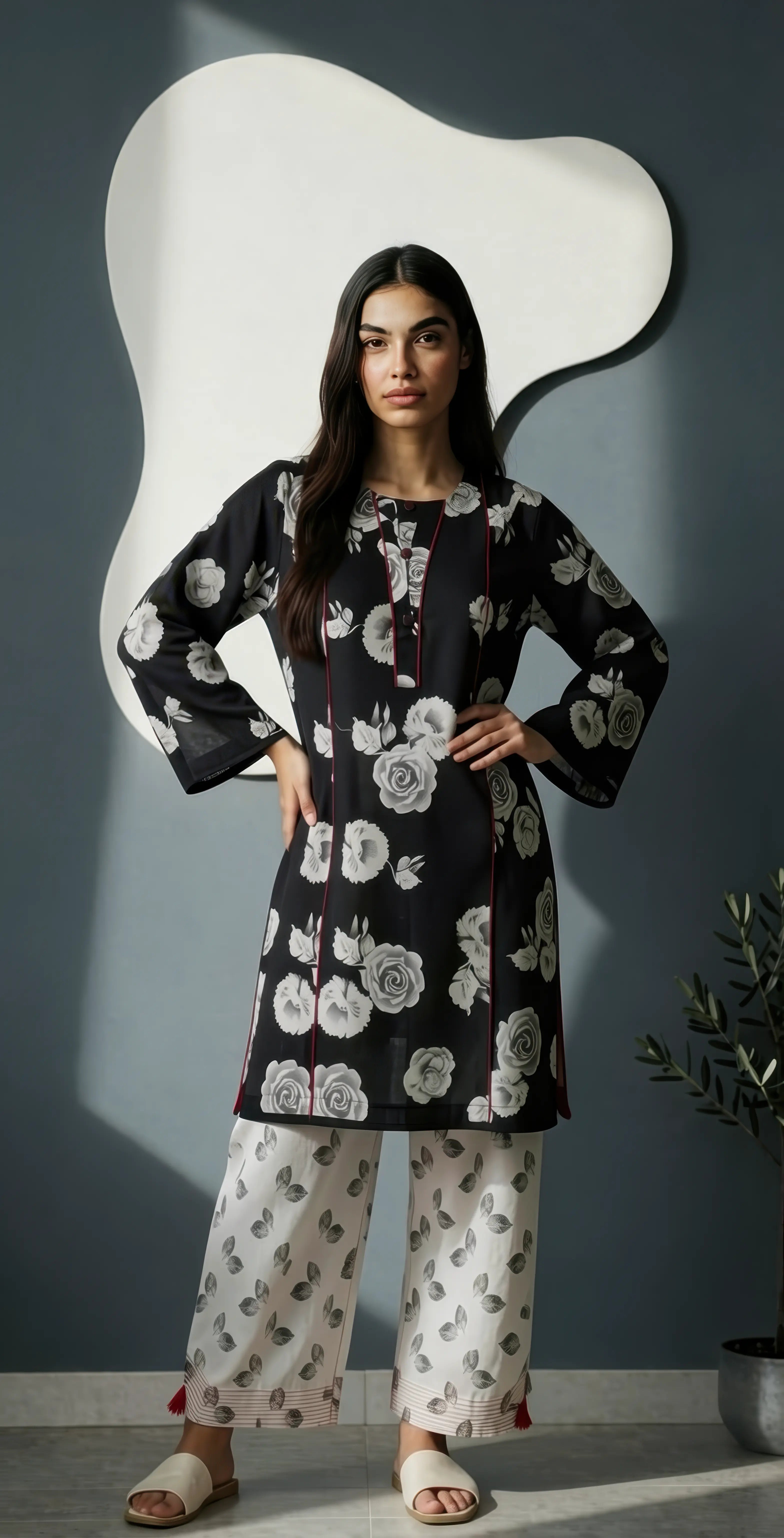Sufaid Digital Lawn - Stitched 3pc