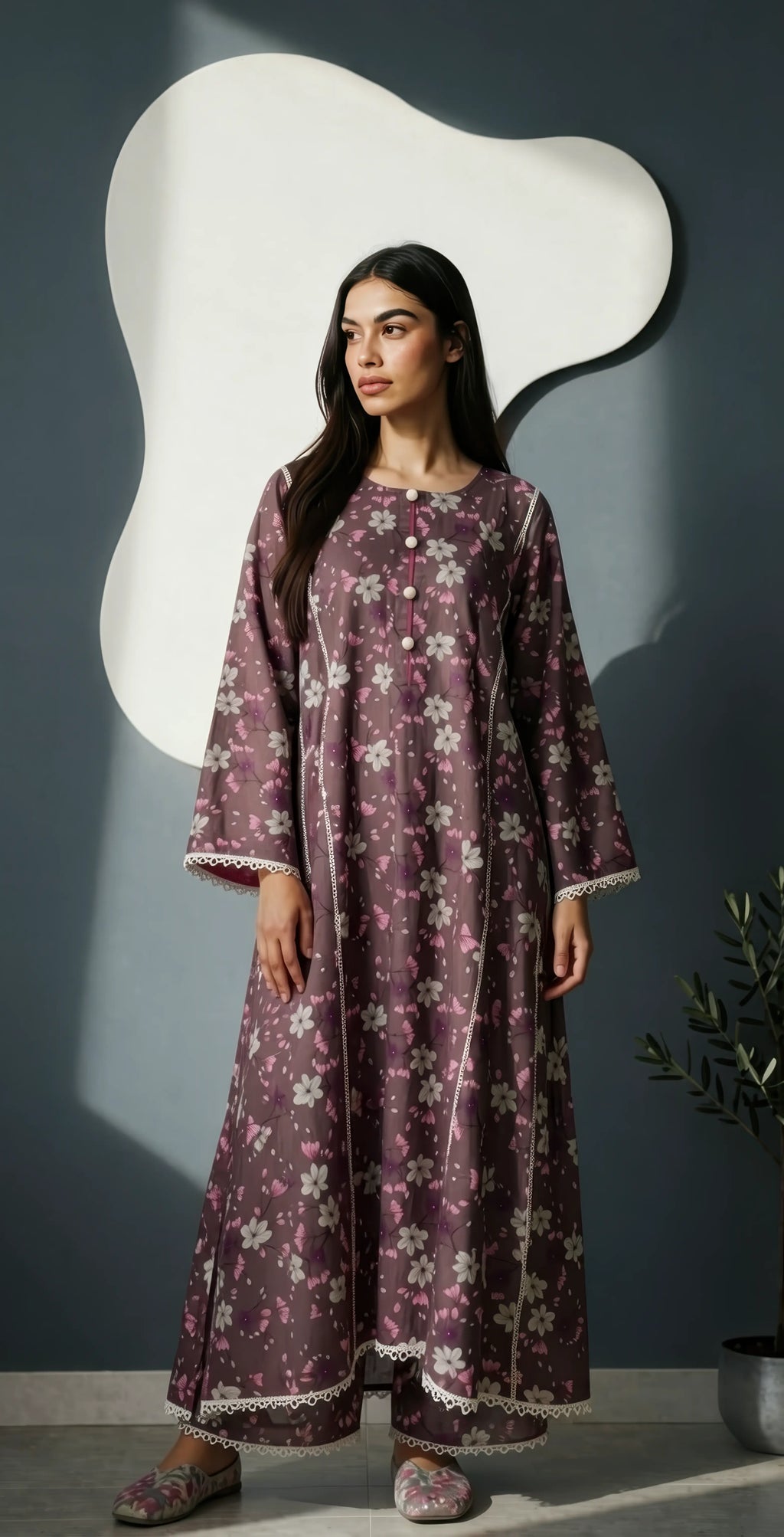 Sufaid Digital Lawn - Stitched 2 pc