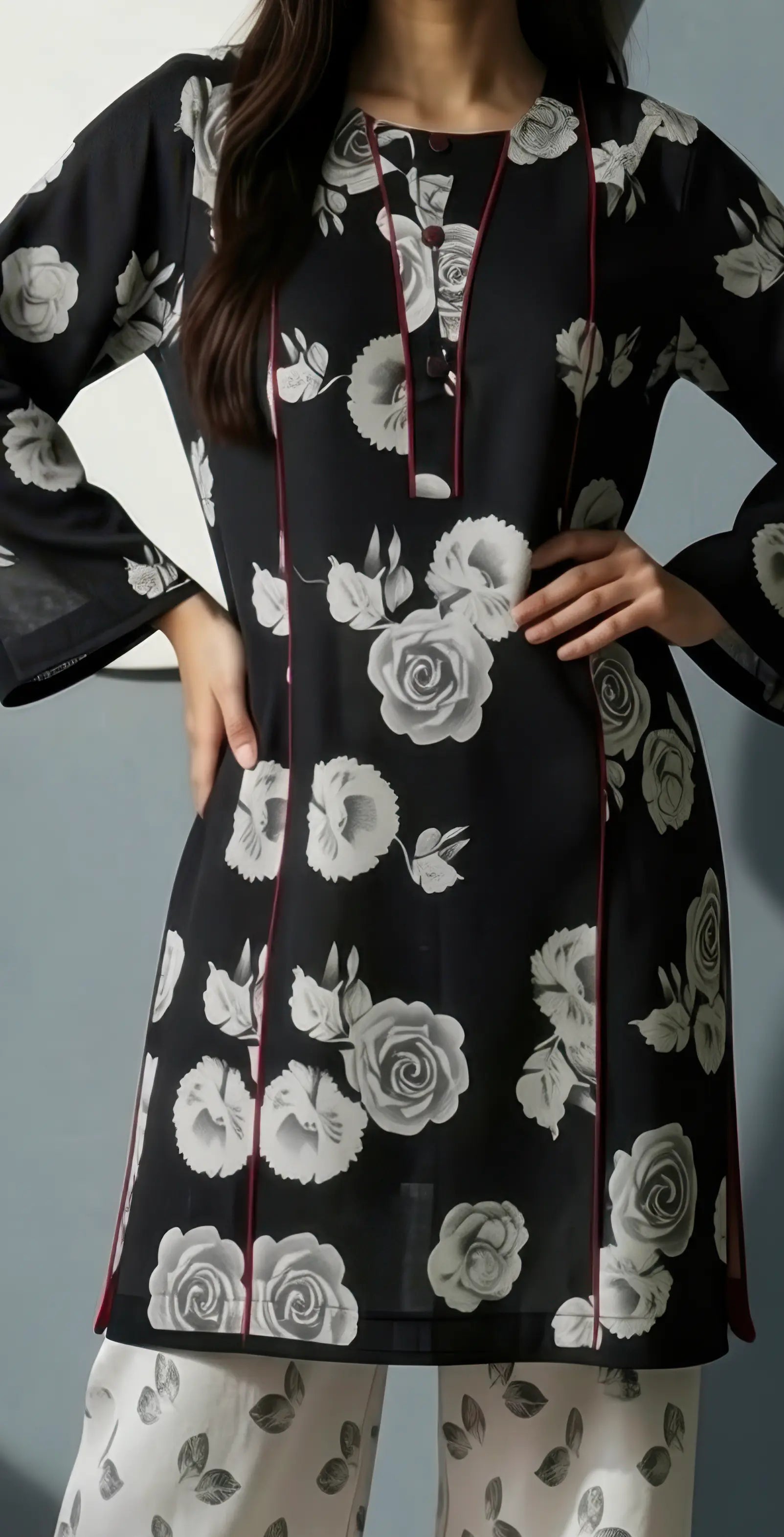Sufaid Digital Lawn - Stitched 3pc