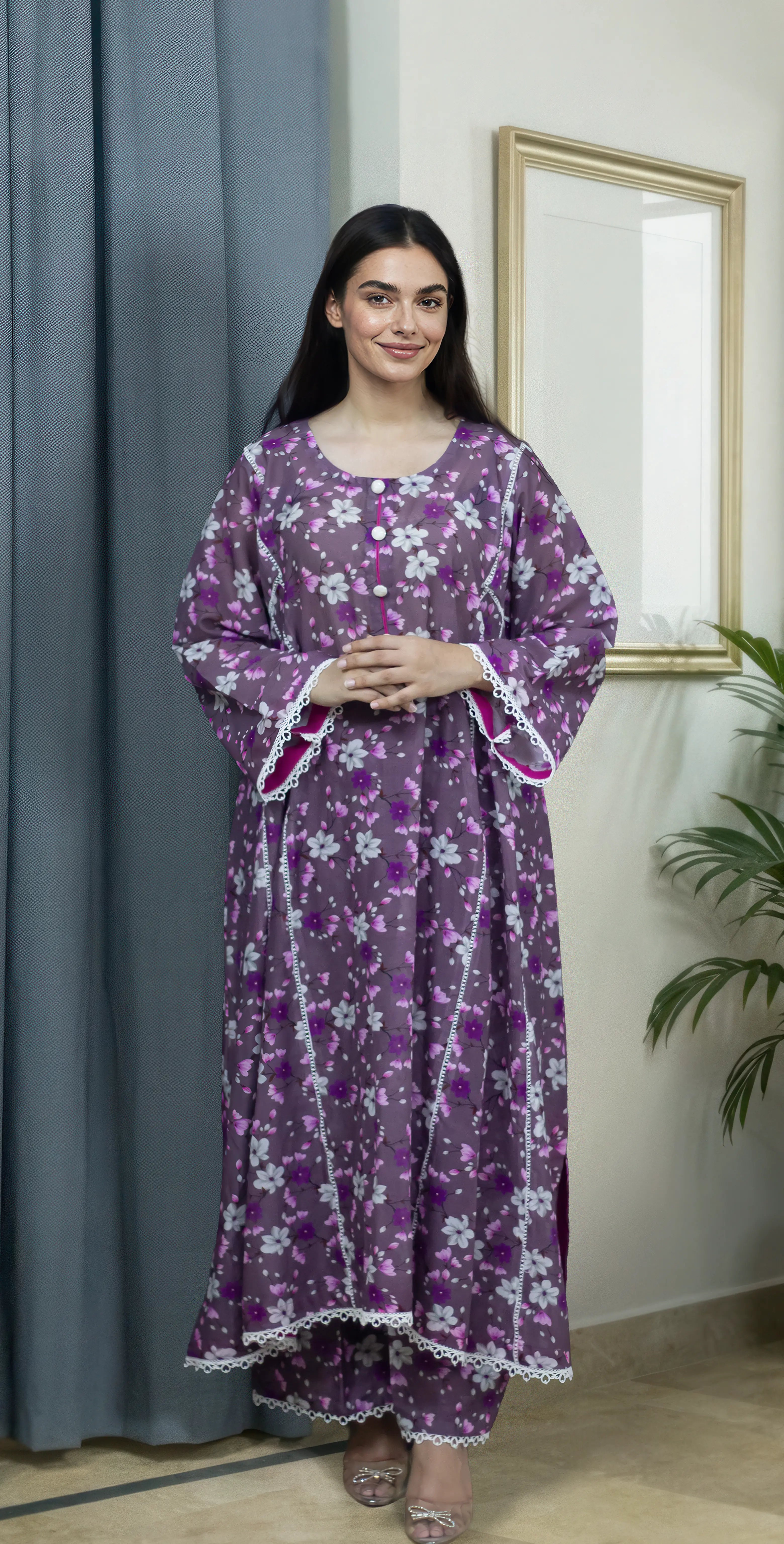 Mauve Purple Digital Lawn - Stitched 2 Piece