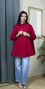 Maroon Chicken Kari Everyday Top - Stitched 1 Piece