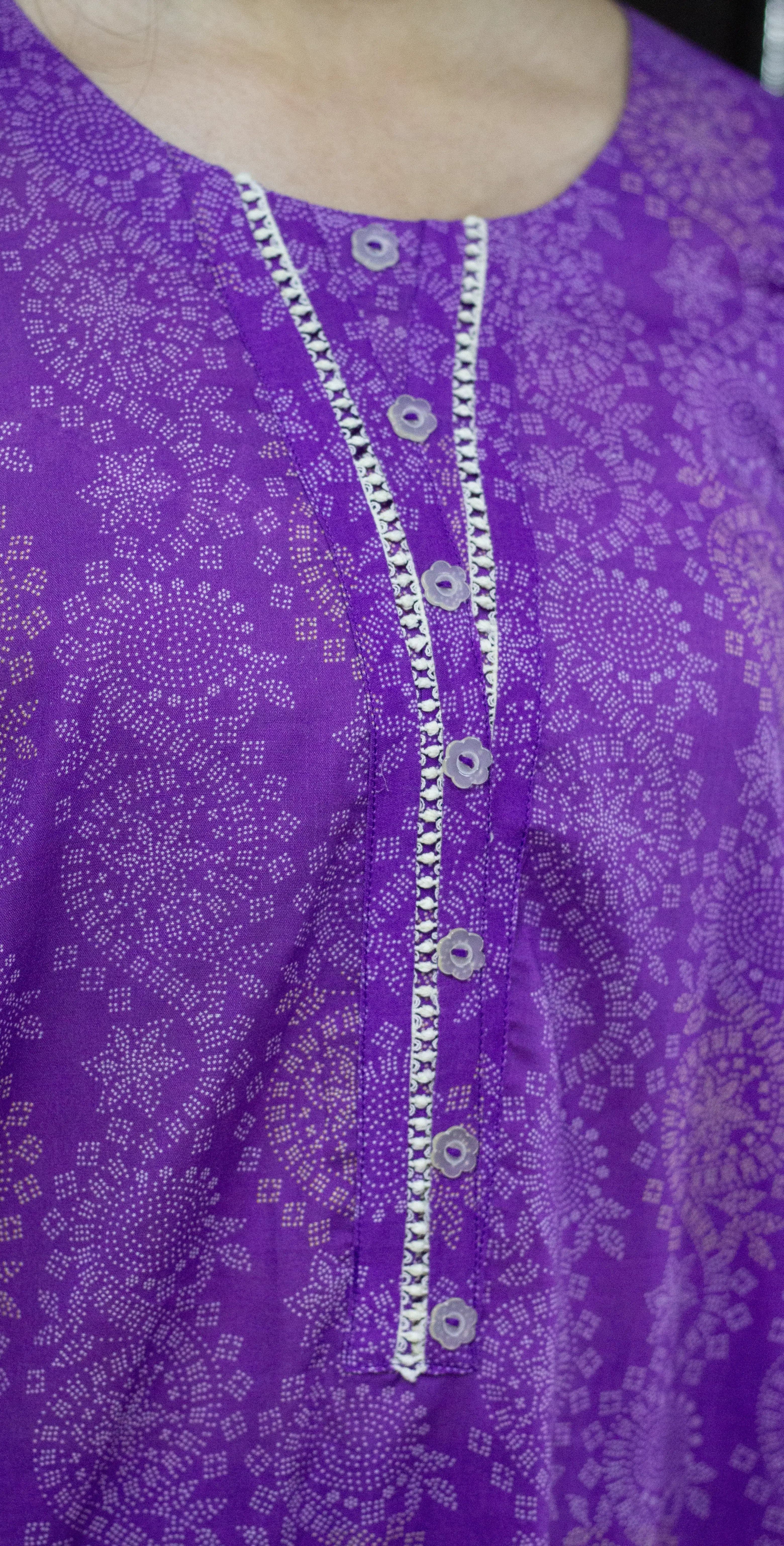 Purple Premium Print Lawn - Stitched 3 Piece