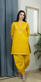 Everyday Mustard Solid Lawn – Stitched 2 Piece