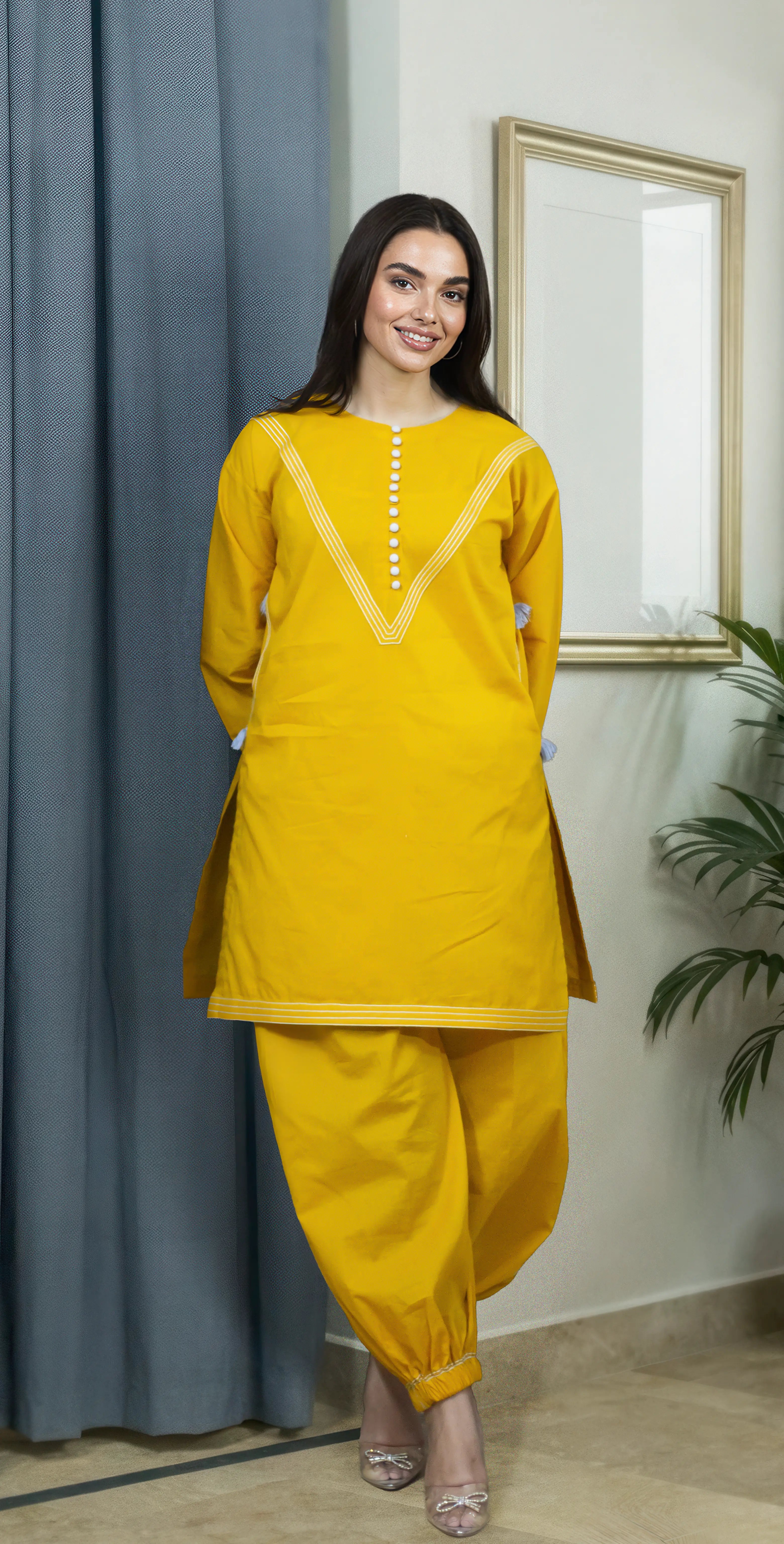 Everyday Mustard Solid Lawn – Stitched 2 Piece