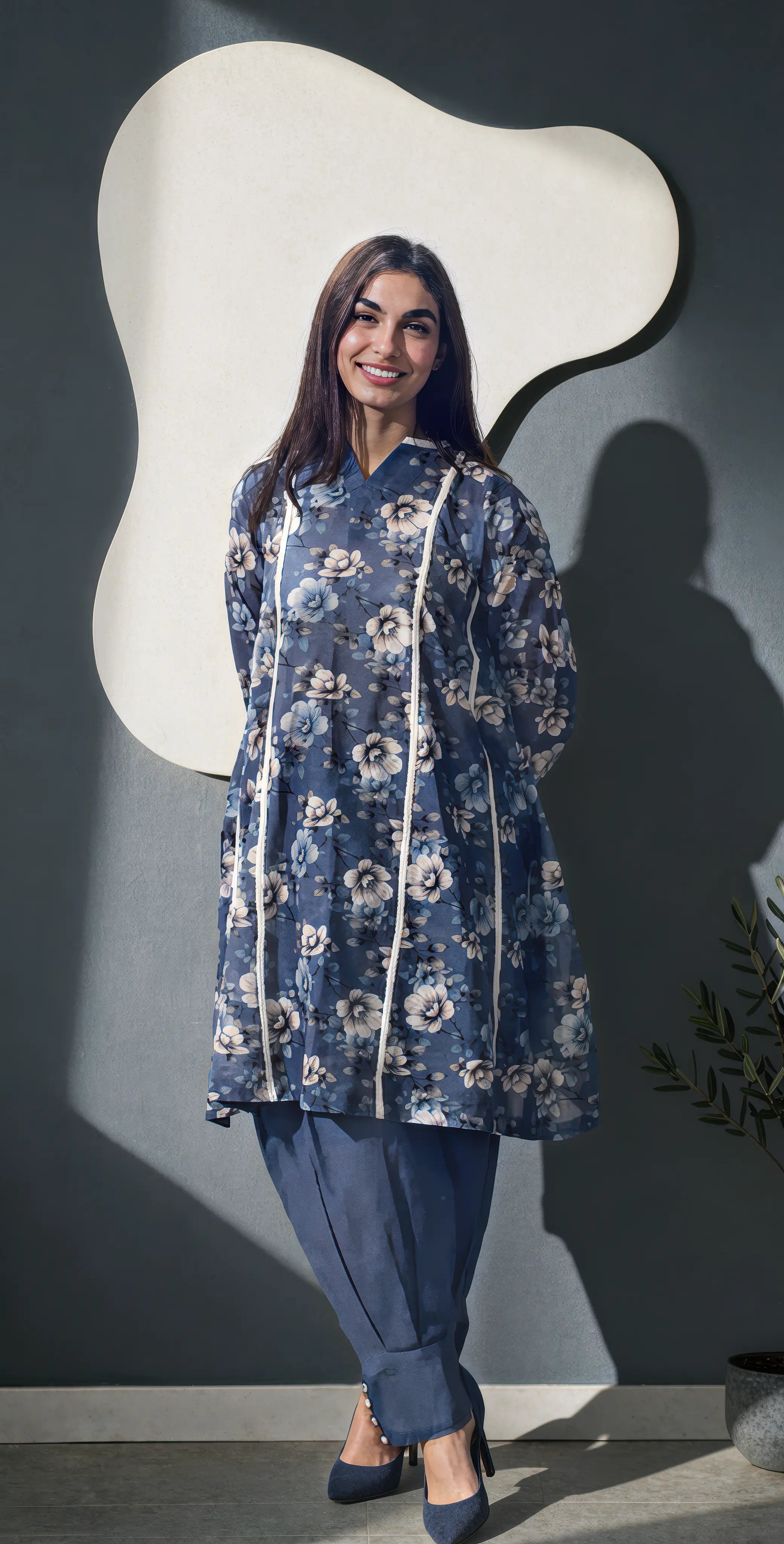 Sufaid Digital Lawn - Stitched 2 pc