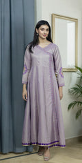 Lavender Dobby Masoori Embroidered -Stitched 3 Piece