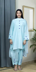 Ice Blue Chicken Kari - Stitched 3 Piece