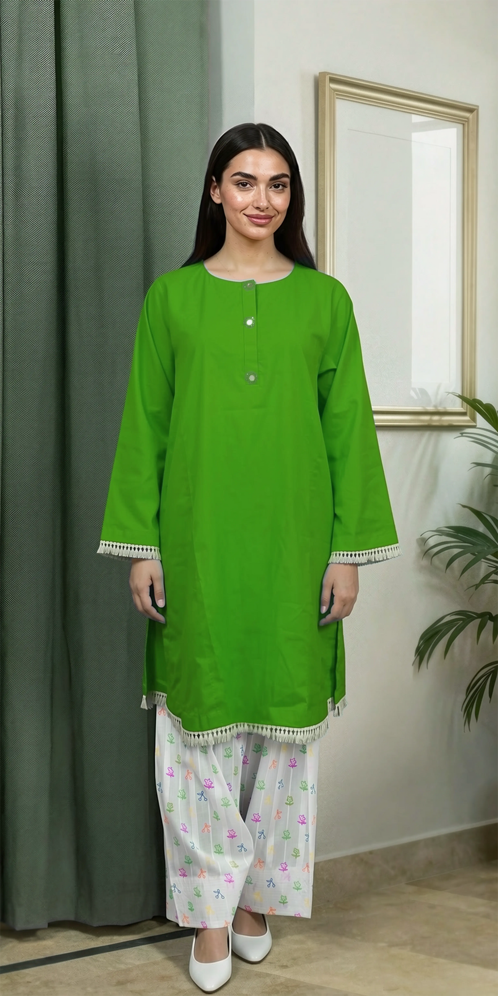 Everyday Parrot Green Kurta Set - Stitched