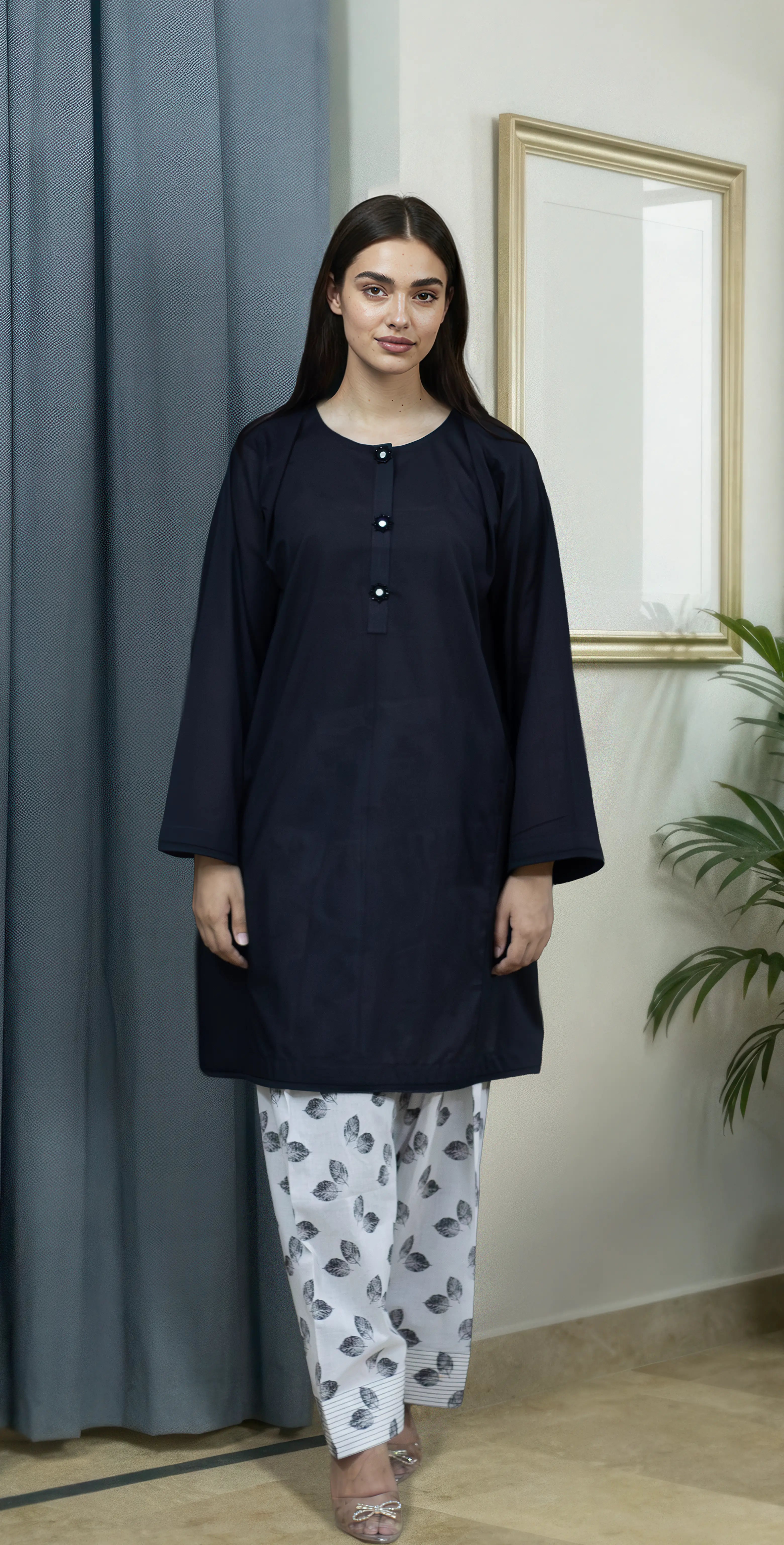 Everyday Black Kurta Set - Stitched 2 Piece
