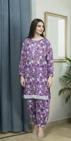 Mauve Purple Digital Lawn – Stitched 2 Piece