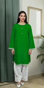 Everyday Green Kurta Set Independence Day Special - Stitched