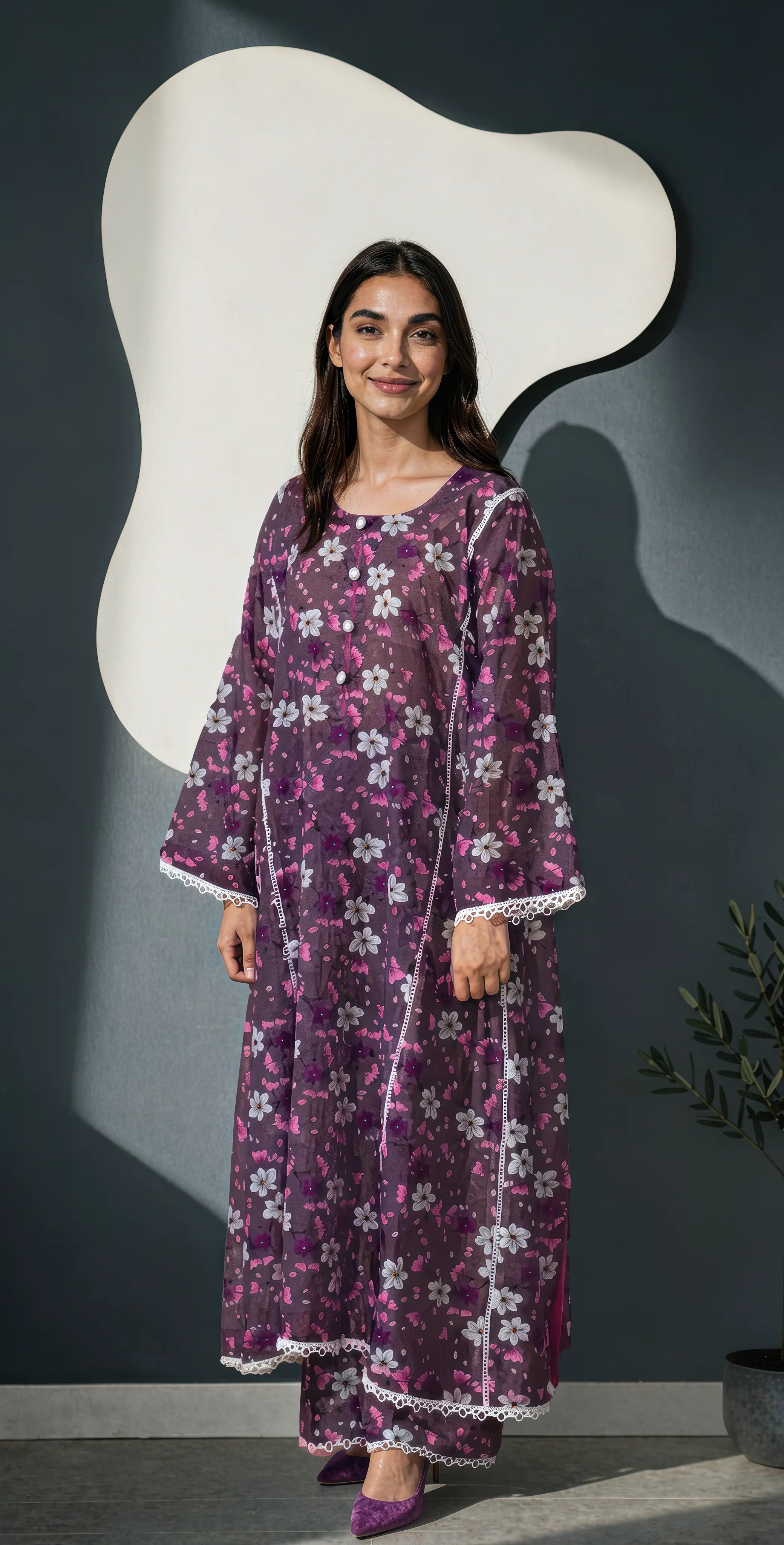 Sufaid Digital Lawn - Stitched 2 pc