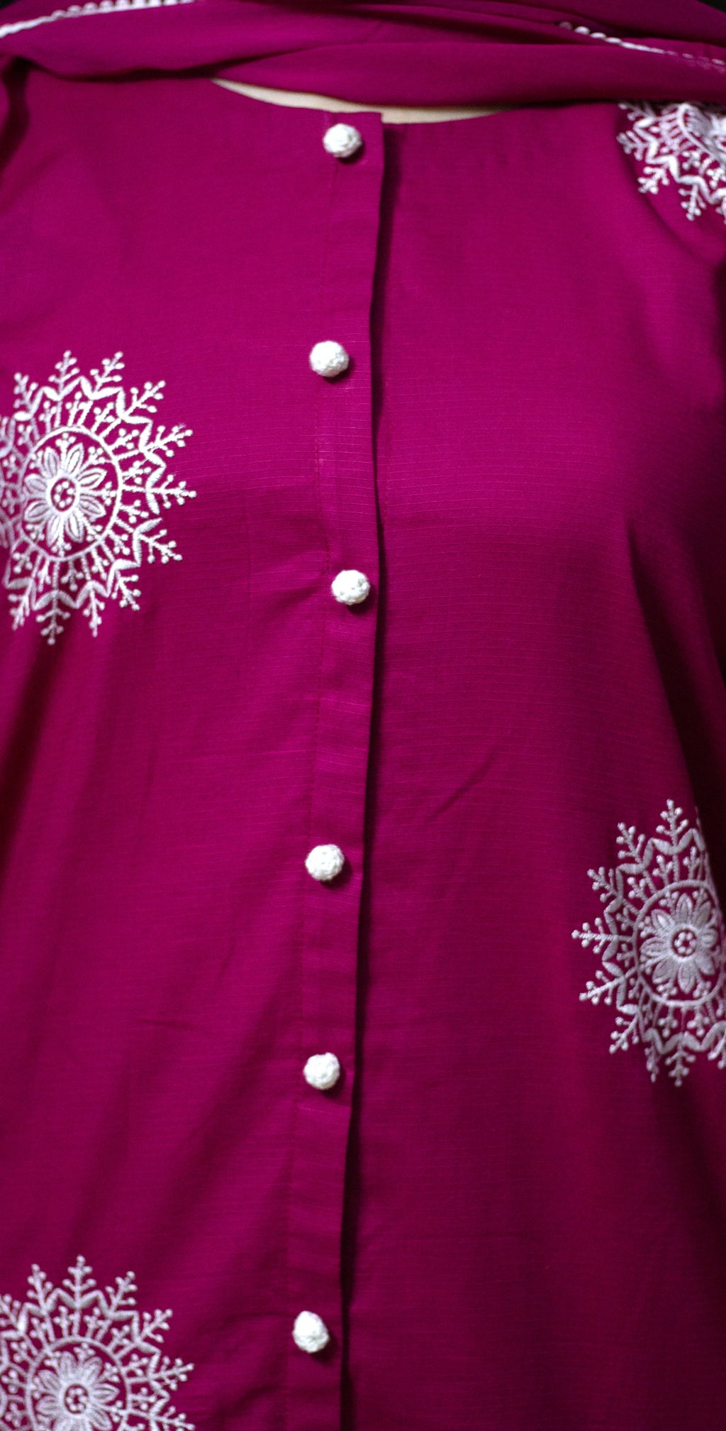 Ruby Pink Rib Lawn Embroidered - Stitched 3 Piece