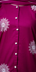Ruby Pink Rib Lawn Embroidered - Stitched 3 Piece