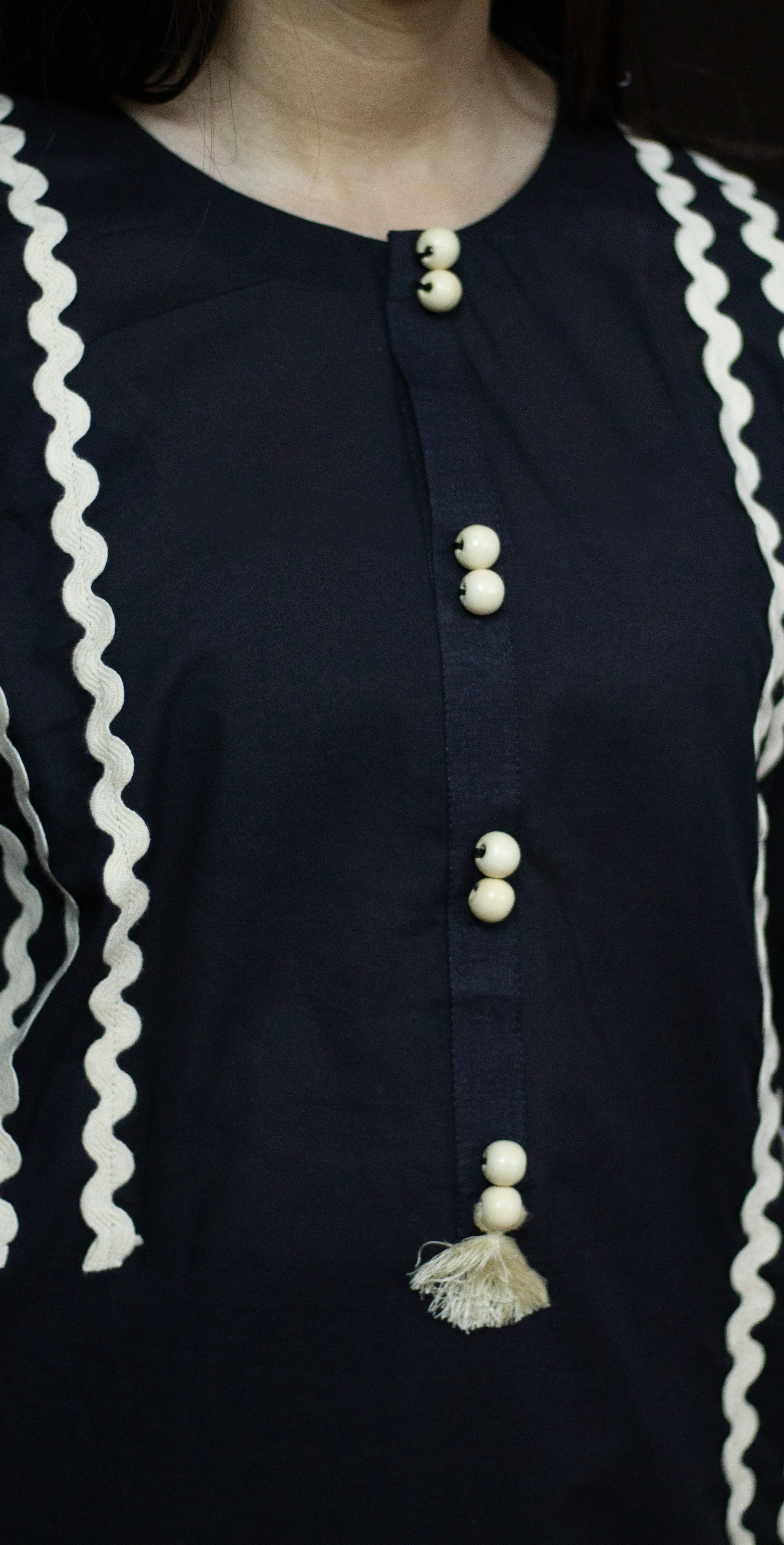 Black Premium Plain Lawn - Stitched 2Piece