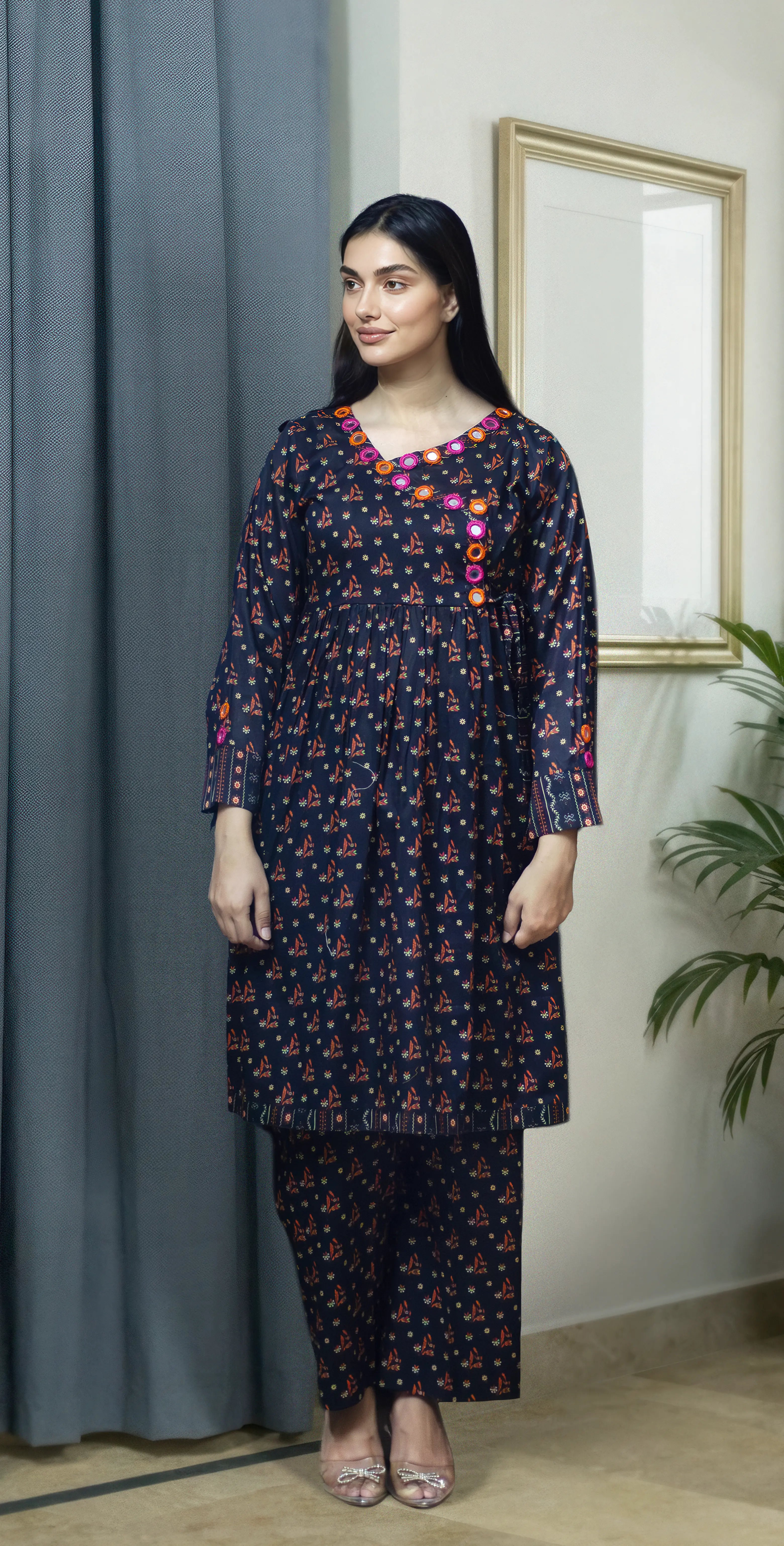 Black Premium Print Lawn  - Stitched 2 Piece