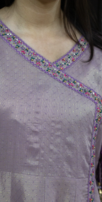 Lavender Dobby Masoori Embroidered -Stitched 3 Piece