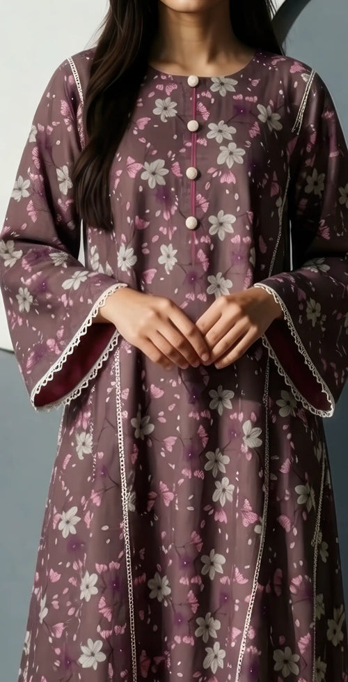Sufaid Digital Lawn - Stitched 2 pc