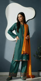 Sufaid Dobby Masoori -Stitched- Embroidered 3pc