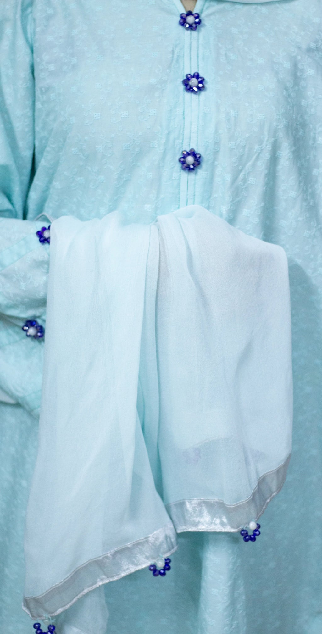 Ice Blue Chicken Kari - Stitched 3 Piece