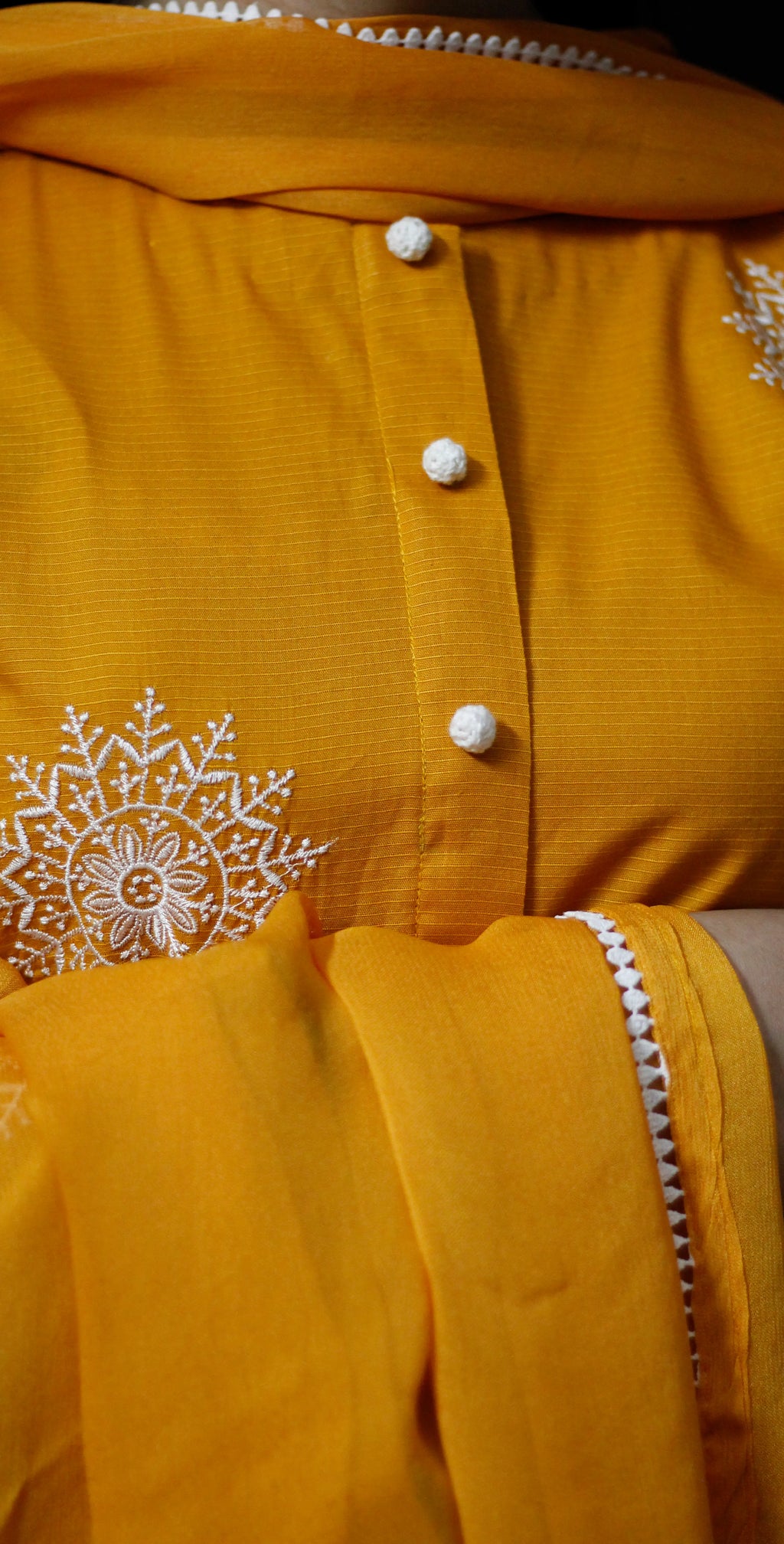 Mustard Rib Lawn Embroidered - Stitched 3 Piece