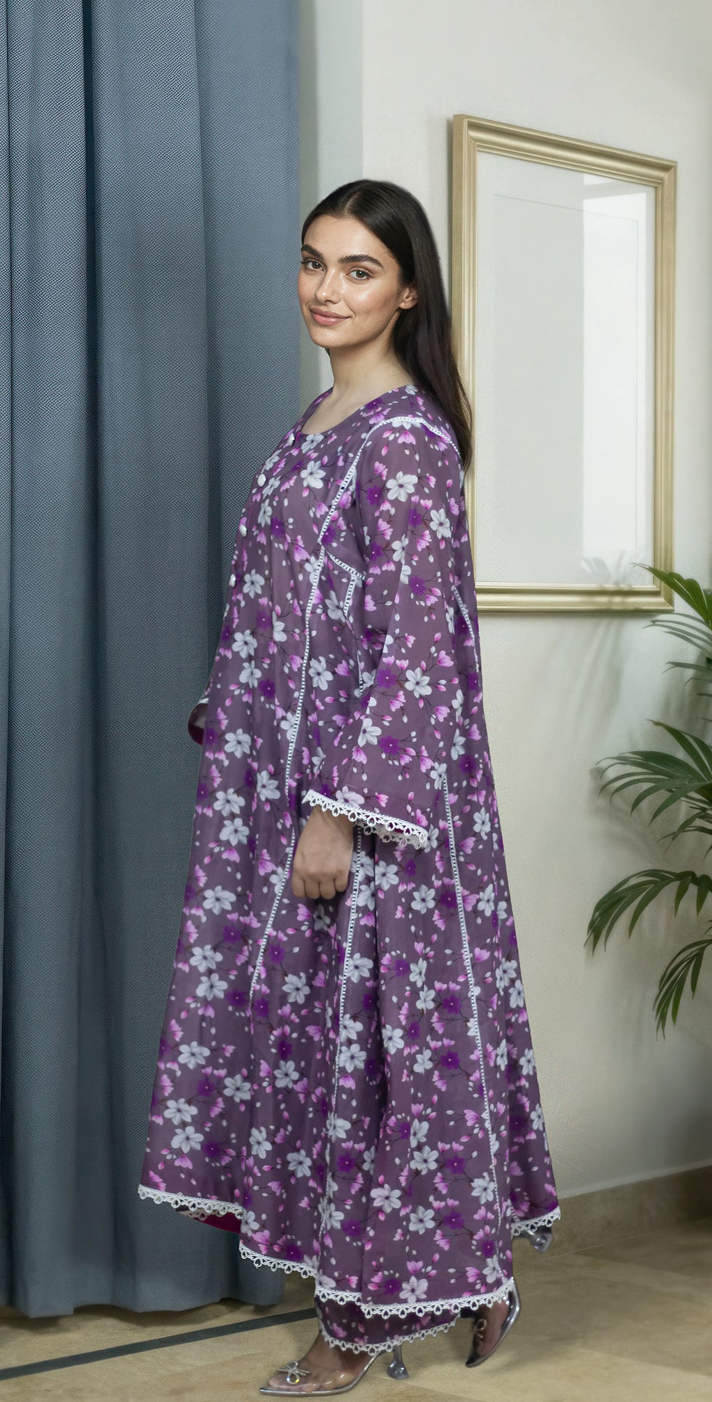 Mauve Purple Digital Lawn - Stitched 2 Piece