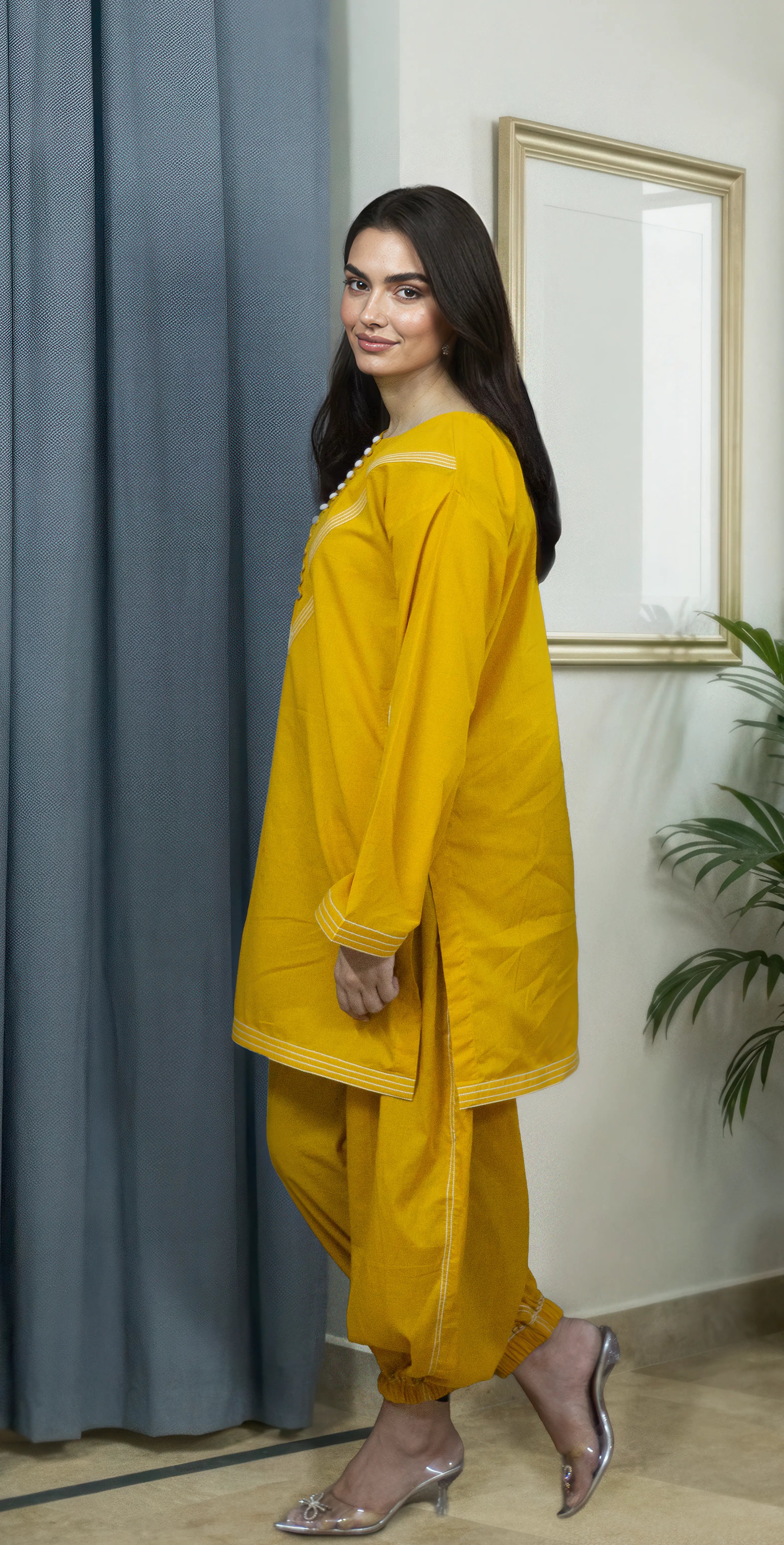 Everyday Mustard Solid Lawn – Stitched 2 Piece
