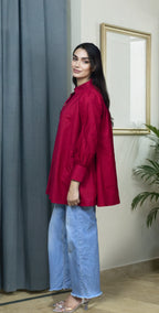 Maroon Chicken Kari Everyday Top - Stitched 1 Piece