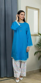 Everyday Blue Kurta Set -Stitched