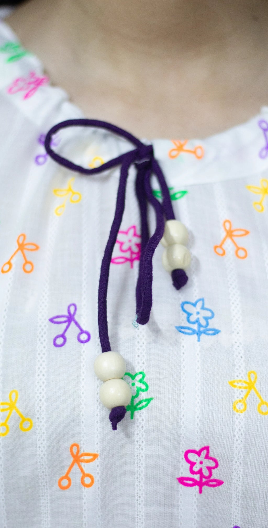 White Digital Lawn Pyjamas Set - Stitched