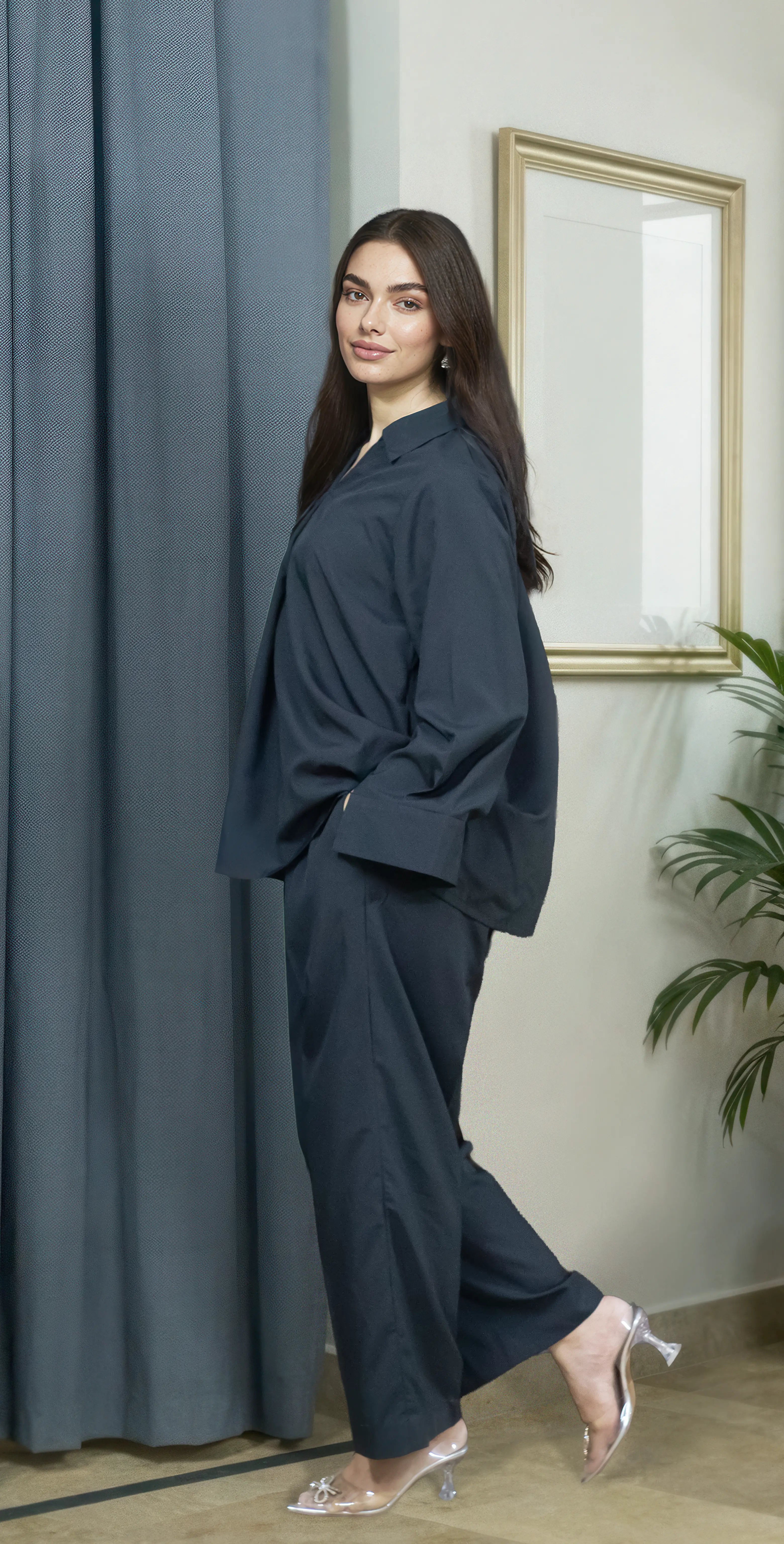 Black Imported Wash and Wear Everyday Co-ord Set - Stitched