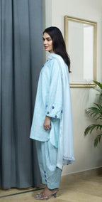 Ice Blue Chicken Kari - Stitched 3 Piece