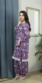 Mauve Purple Digital Lawn – Stitched 2 Piece