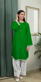Everyday Green Kurta Set Independence Day Special - Stitched