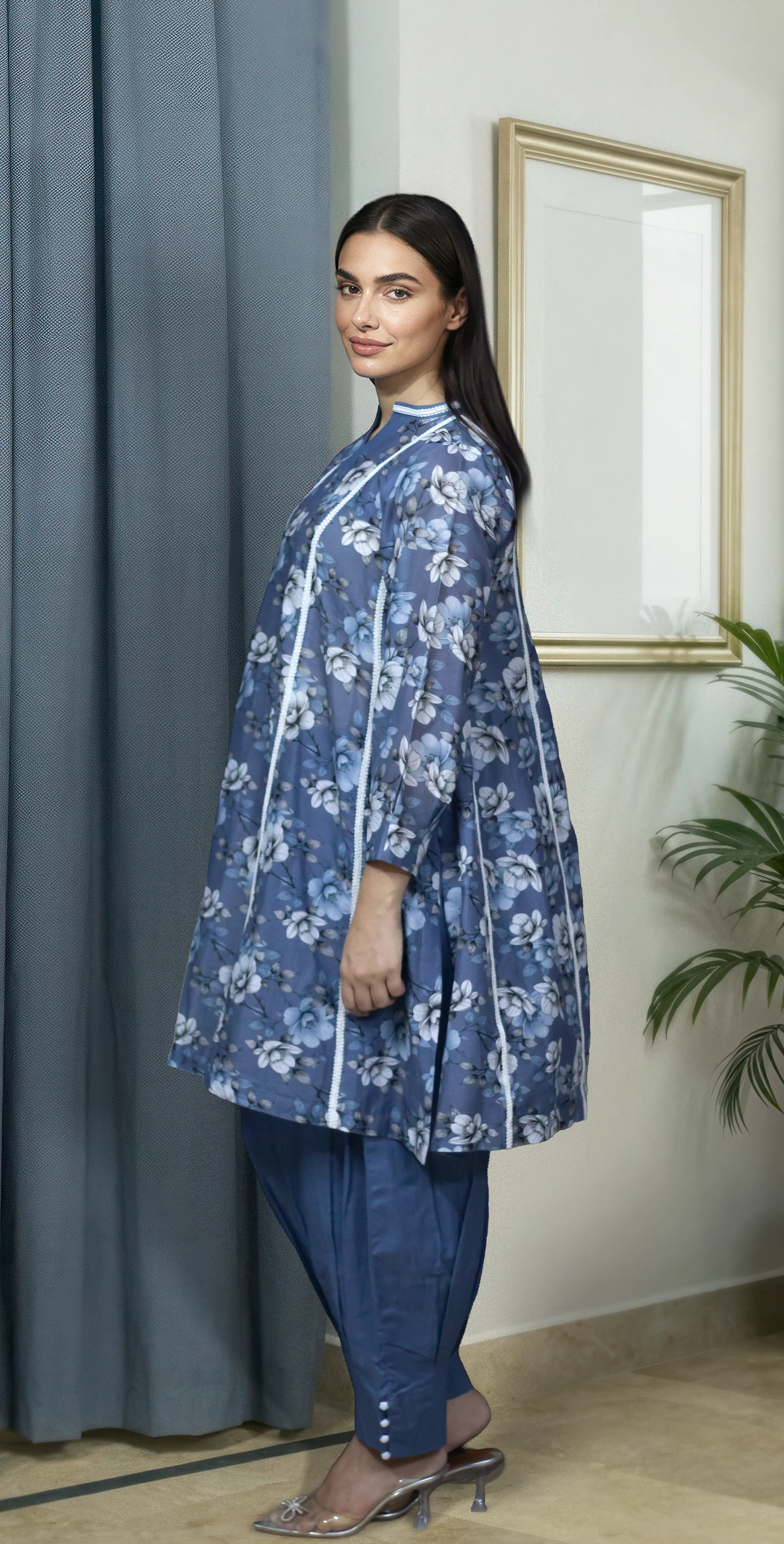 Grey Digital Lawn - Stitched 2 Piece