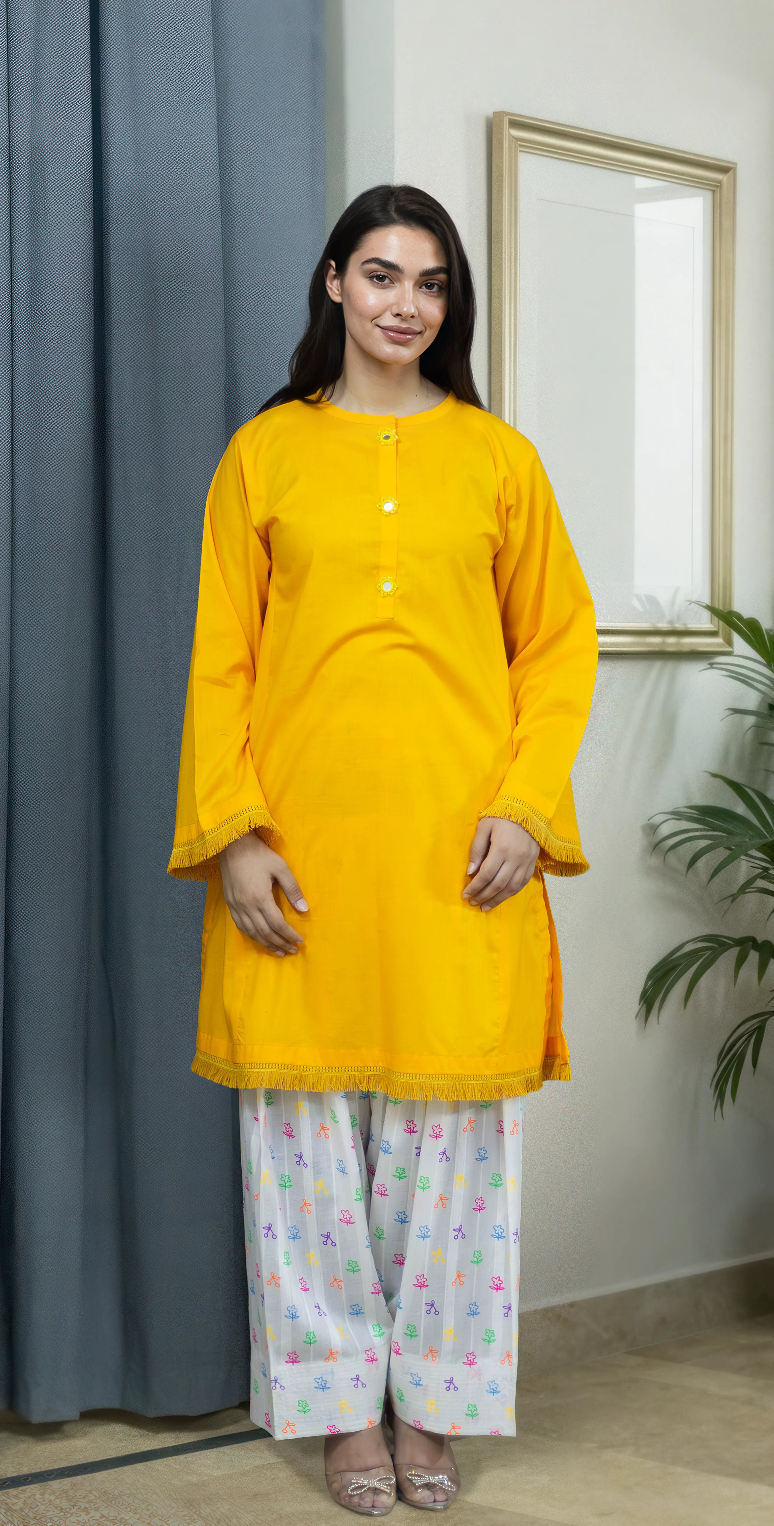 Everyday Yellow Kurta Set - Stitched