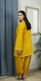 Everyday Mustard Solid Lawn – Stitched 2 Piece