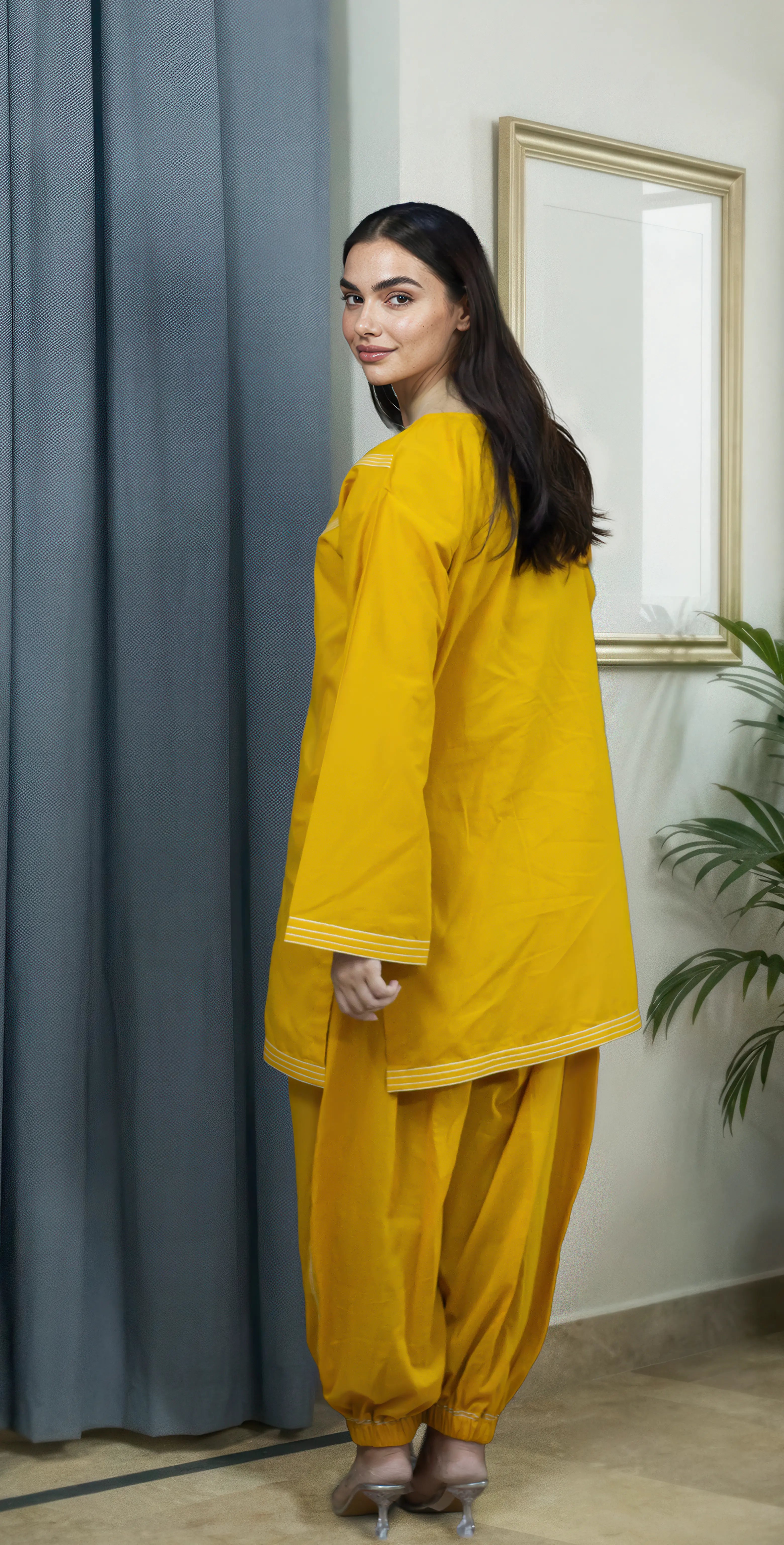 Everyday Mustard Solid Lawn – Stitched 2 Piece