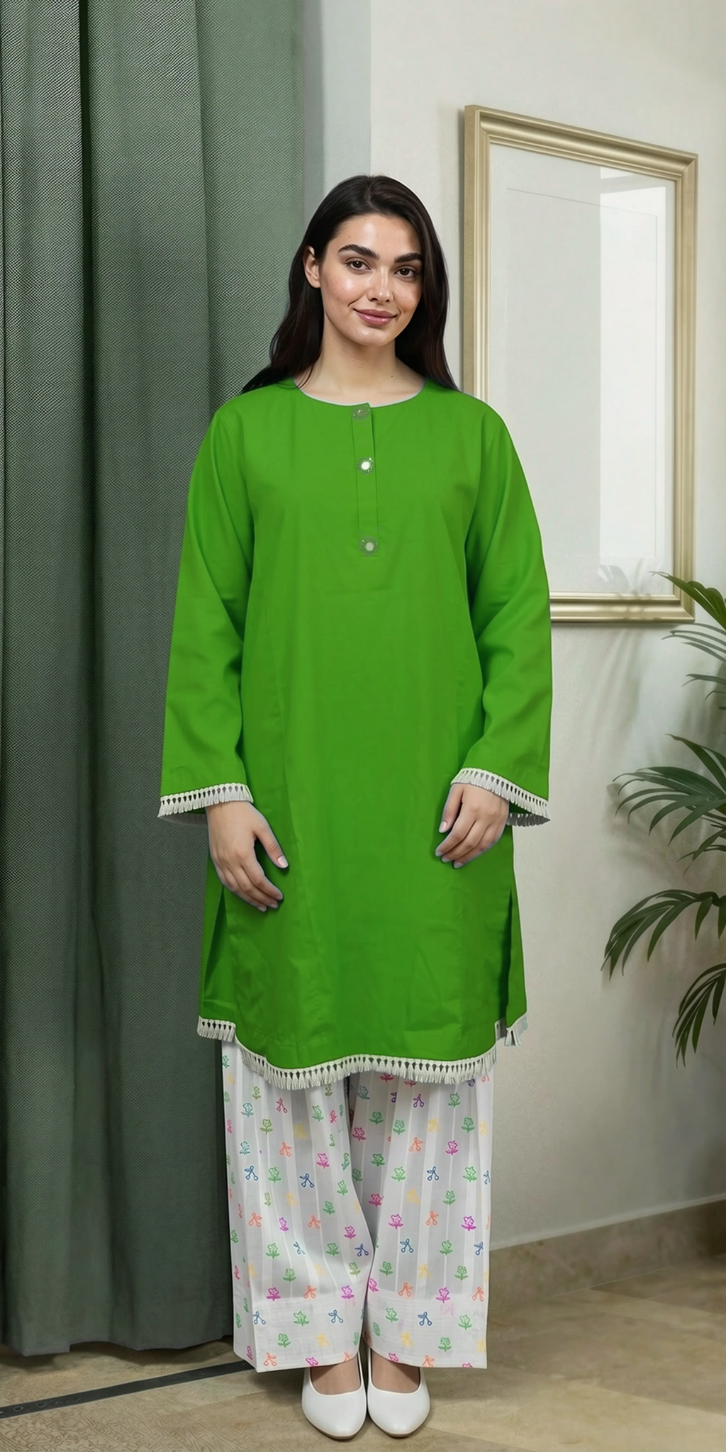 Everyday Parrot Green Kurta Set - Stitched