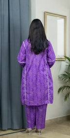 Purple Premium Print Lawn - Stitched 3 Piece