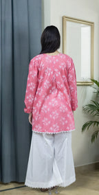 Peach Block Print Set – Stitched 2 Piece