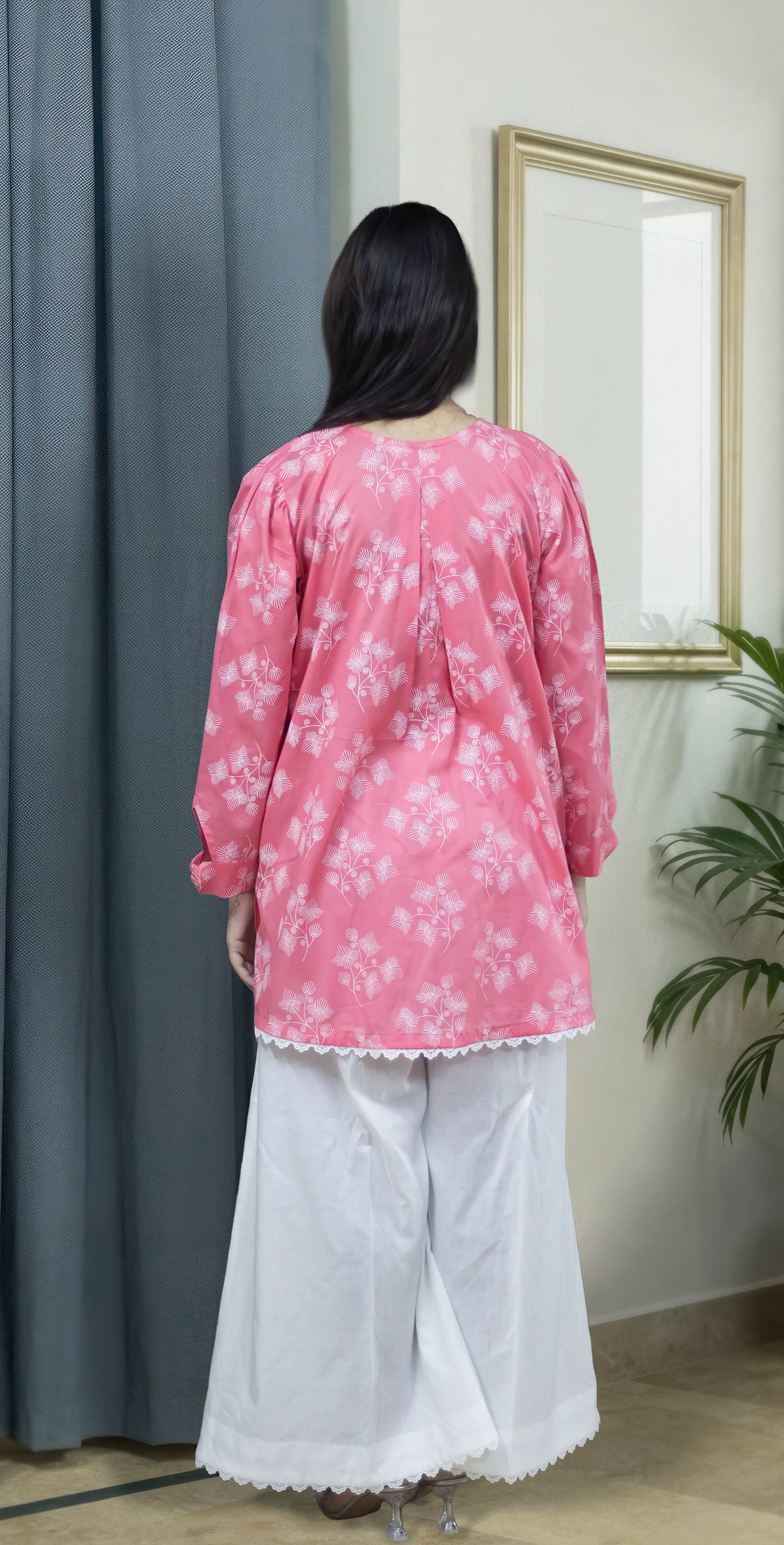 Peach Block Print Set – Stitched 2 Piece