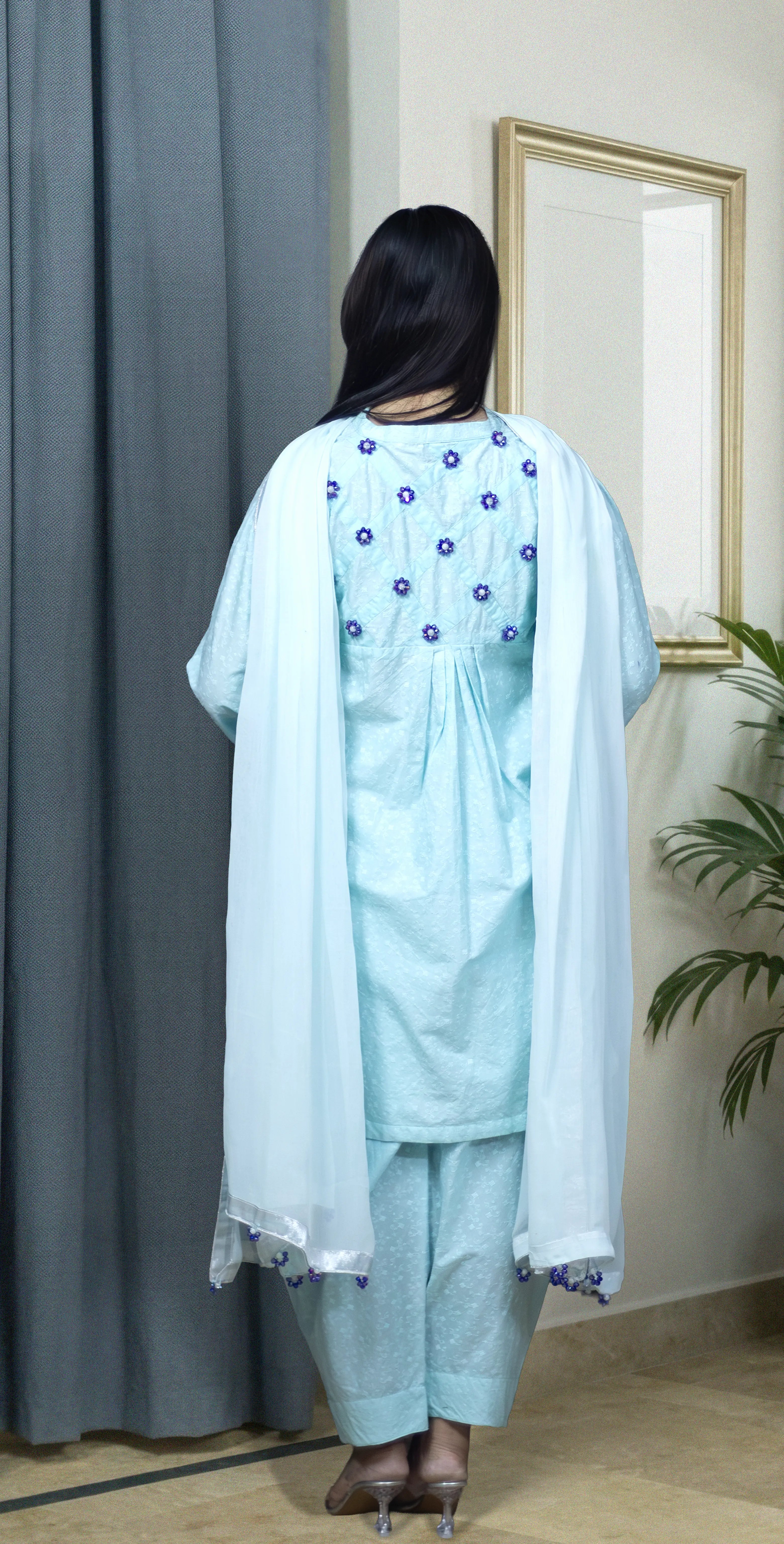Ice Blue Chicken Kari - Stitched 3 Piece