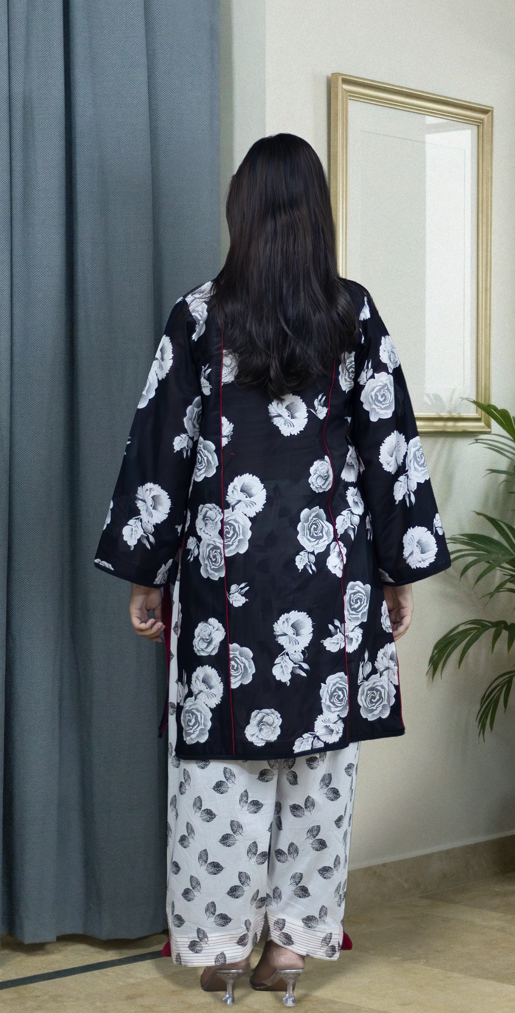 Black And White Digital Lawn -Stitched 2 Piece