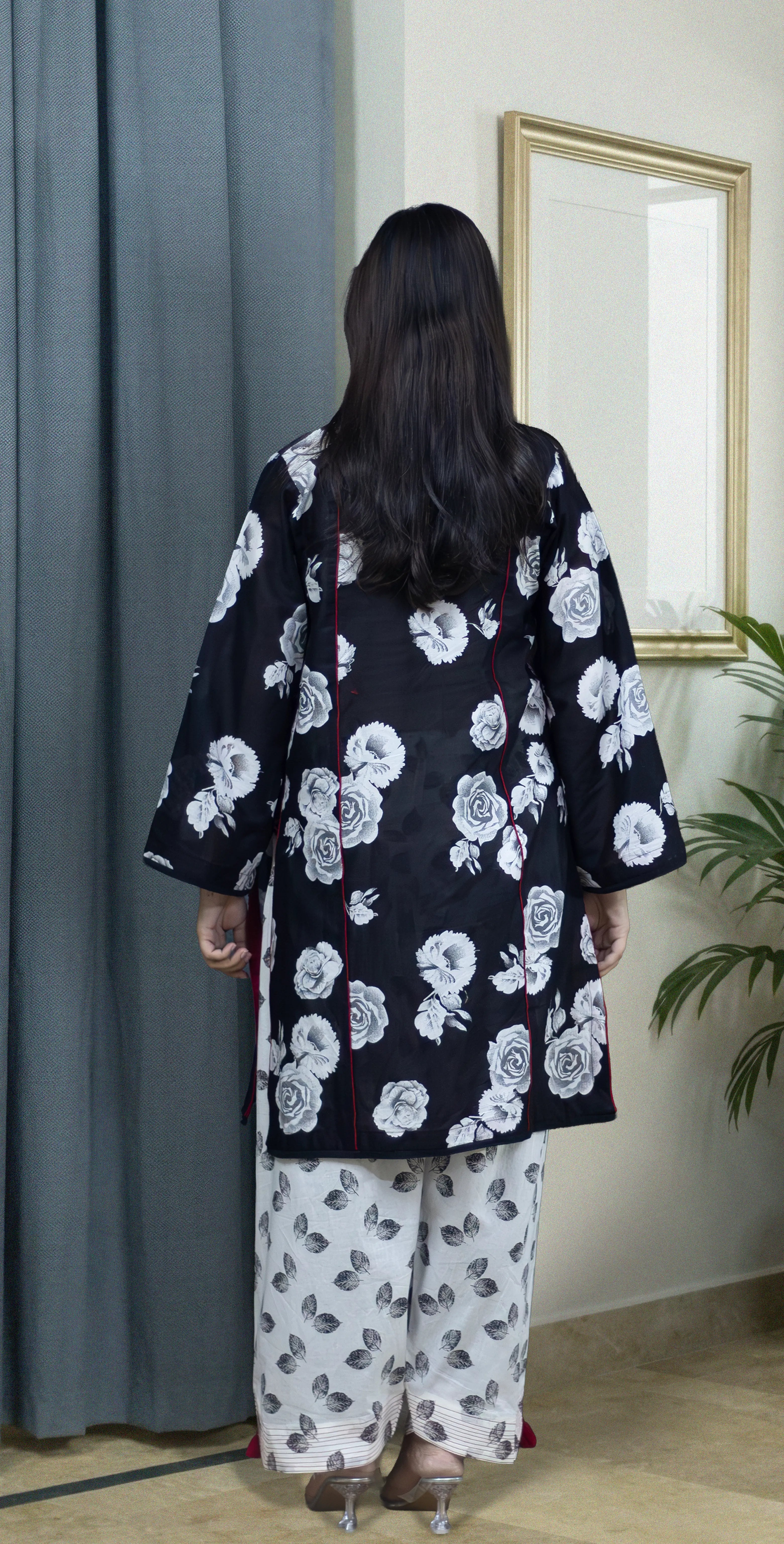 Black And White Digital Lawn -Stitched 2 Piece