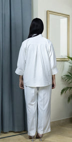 White Imported Wash and Wear Co-ord Set - Stitched