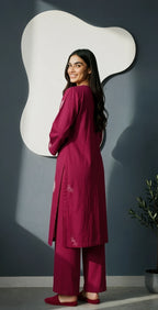 Sufaid Rib Lawn - Embroidered shirt - 2pc