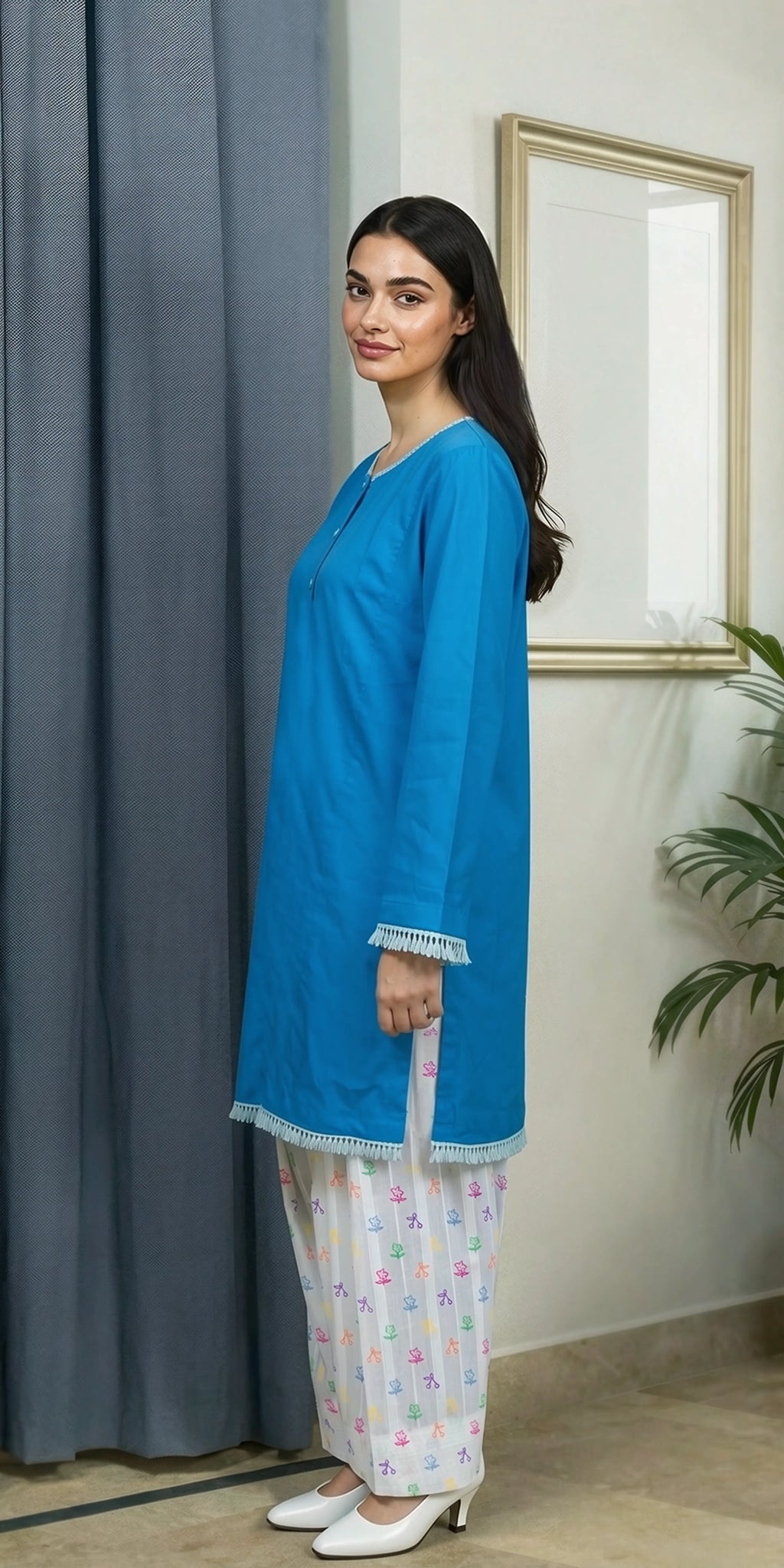 Everyday Blue Kurta Set -Stitched