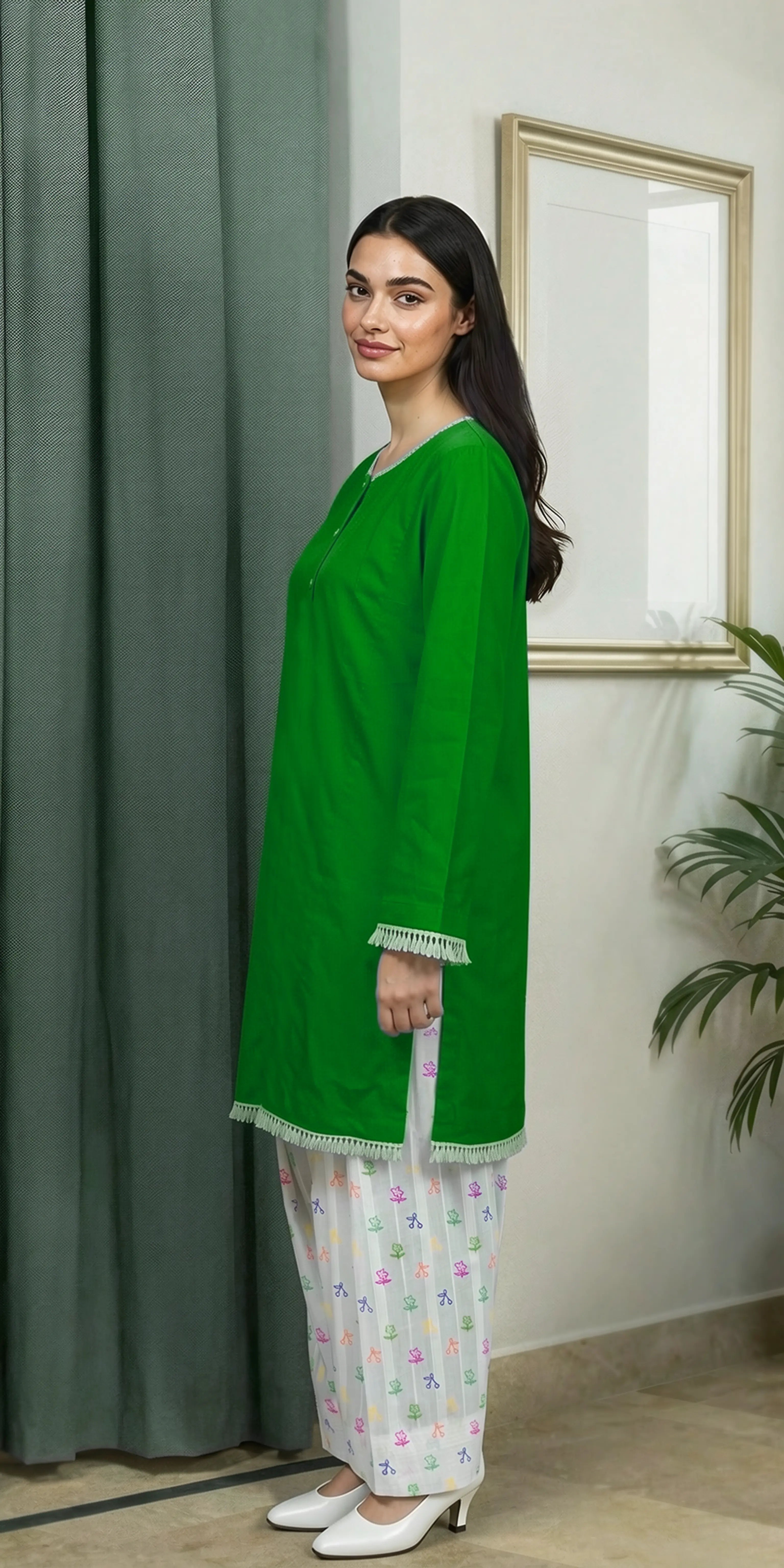 Everyday Green Kurta Set Independence Day Special - Stitched